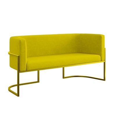 Sofá 2 Lugares Com Base De Metal Dourada Reforçada Amarelo