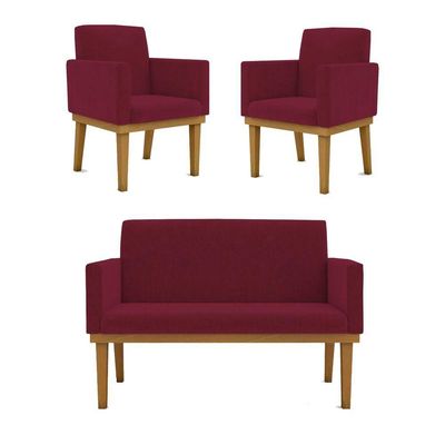 Kit Sofá Namoradeira + Poltrona Reforçada marsala