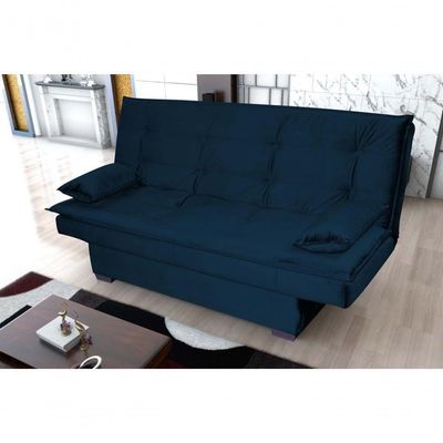 Sofá Cama Casal Reclinável Esmeralda - Veludo Azul Marinho