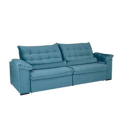 Sofá Oriental 290 Cm Veludo Azul Turquesa
