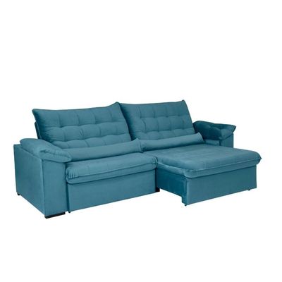 Sofá Oriental 290 Cm Veludo Azul Turquesa