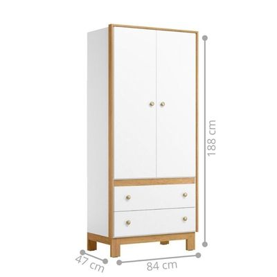 Roupeiro Infantil 2 Portas 2 Gavetas Branco