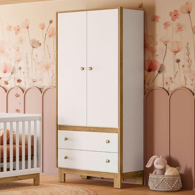 Roupeiro Infantil 2 Portas 2 Gavetas Branco