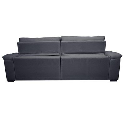 Sofá Retrátil E Reclinável 2,35m Molas Ensacadas Cama Inbox Big Home Bordado 3d Linho Cinza Escuro