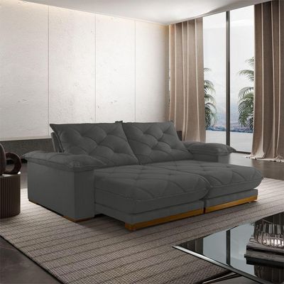 Sofá Retrátil Marrocos 2,30m 04 Lugares Molas Ensacadas Txr Cinza