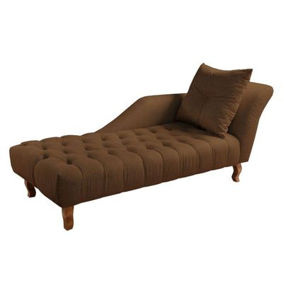 Divã Chesterfield Anna Recamier 160cm Via Veludo Marrom Lado Direito