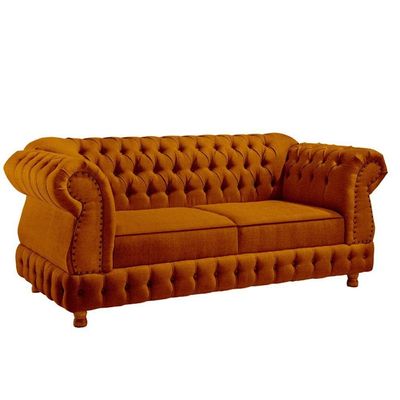 Sofá Chesterfield Moscatto 3 Lugares Via Veludo Cobre