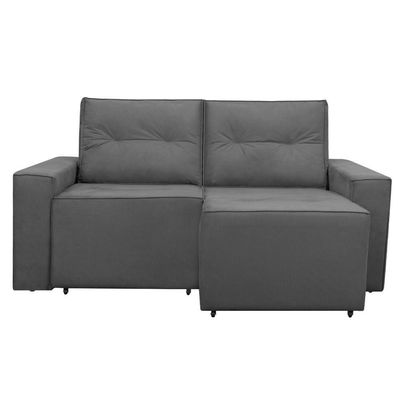Sofá Retrátil Polo 1,80m Confortavel Para Sala Suede Herrero Cor:cinza