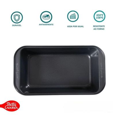 Forma Para Pão Antiaderente Retangular Forno Betty Crocker