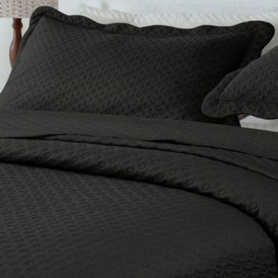 Cobre Leito Colcha Casal Queen Pratika Dupla Face 03 Peças - Preto Bolinha - 100% Poliéster