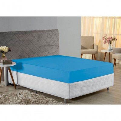 Lençol Com Elástico King Nobre 1 Peça 30cm De Altura Malha 100% Algodão - Turquesa