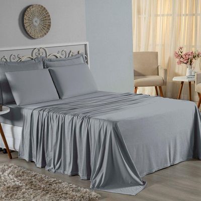 Lençol De Cima Solteiro Nobre 1 Peça 1,60m X 2,40m Malha 100% Algodão - Cinza