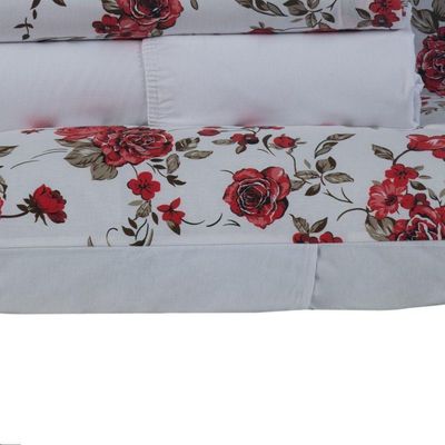 Jogo De Cama Craft Casal Padrão 4 Peças Percal 200 Fios 100% Algodão - Estampa Rosas Vermelha