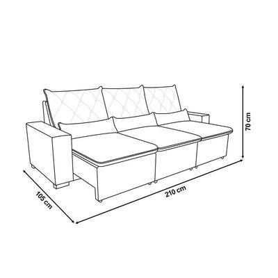 Sofá Retrátil 3l 210m Suede Luxo Com Sistema E Encosto Reclinável Milão Vermelho