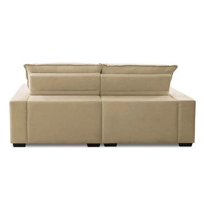 Sofa Retratil Reclinavel 2 Lugares 2,30m Atlantis Veludo Bege Lansofbr