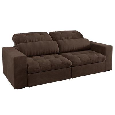 Sofá Retrátil E Reclinável 3 Lugares 200cm Suede Marrom