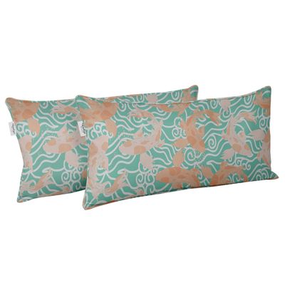 Capa Retangular para Almofada Lombar em Poliéster, Impermeável e Resistente a Intempéries, Interno/Externo para Móveis de Pátio - Vargottam 30,48 Cm × 60,96 Cm / Verde