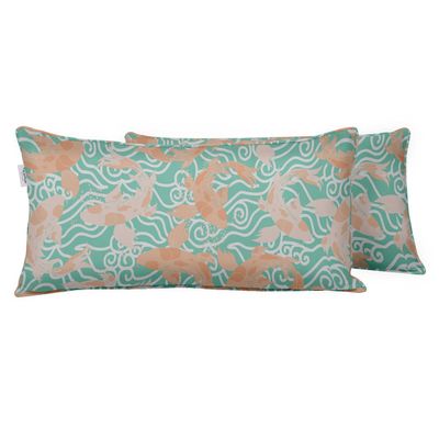 Capa Retangular para Almofada Lombar em Poliéster, Impermeável e Resistente a Intempéries, Interno/Externo para Móveis de Pátio - Vargottam 30,48 Cm × 60,96 Cm / Verde