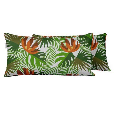 Capa de Almofada Lombar em Poliéster Interno/Externo, Impermeável para Todas as Intempéries, Retangular para Móveis de Pátio - Vargottam 30,48 Cm × 60,96 Cm / Verde