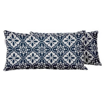 Capa para Almofada Lombar de Poliéster Interno/Externo, Impermeável e Resistente a Intempéries, Retangular para Pátio - Vargottam 30,48 Cm × 45,72 Cm / Branco
