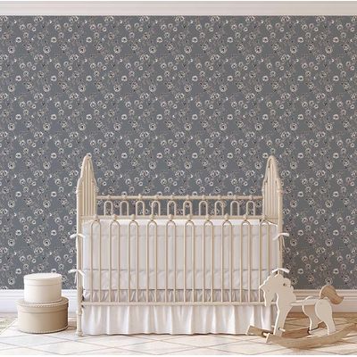Rolo Vinílico Autoadesivo Removível e Impermeável com Estampa Flores da Meia-Noite para Paredes, Armários e Cômoda - S4sassy 63,5 cm (L) × 304,8 cm (C) / Cinza - Vinil Liso
