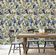 Papel Contato Vinílico Autoadesivo Removível À Prova d'Água, Pássaro Azul em Voo e Folhagem Para Paredes e Armários - S4sassy 63,5 cm (L) × 914,4 cm (C) / Azul - Vinil Texturizado