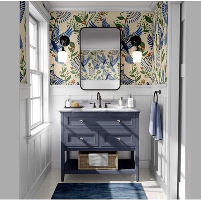 Papel Contato Vinílico Autoadesivo Removível À Prova d'Água, Pássaro Azul em Voo e Folhagem Para Paredes e Armários - S4sassy 63,5 cm (L) × 914,4 cm (C) / Azul - Vinil Texturizado