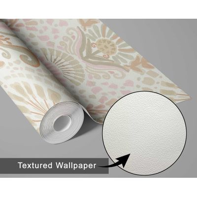 Rolo Vinílico Autoadesivo Impermeável Bege Contemporâneo Removível com Motivos Étnicos para Paredes, Armários e Cômoda - S4sassy 63,5 cm (L) × 152,4 cm (C) / Bege - Vinil Texturizado