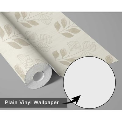 Vinil Autoadesivo Estampa Moderna de Folhas, Bege, À Prova d'Água, Removível para Quartos, Salas, Espaços Alugados e Armários - S4Sassy 63,5 cm (L) × 609,6 cm (C) / Bege - Vinil Liso