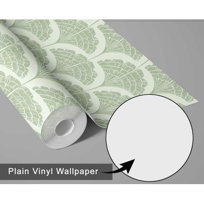 Papel de Parede Vinílico Autoadesivo Folha Leque Chic Impermeável Verde, Revestimento Removível para Quartos, Salas e Armários - S4Sassy 63,5 cm (L) × 152,4 cm (C) / Verde - Vinil Liso