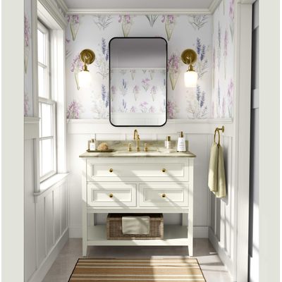 Papel Contact Vinílico Autoadesivo Removível Impermeável, Estampa Botânica em Tinta para Paredes, Armários e Cômoda, Branco - S4Sassy 63,5 cm (L) × 304,8 cm (C) / Branco - Vinil Texturizado