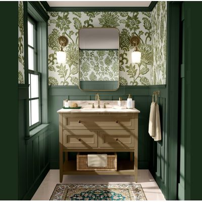 Papel de Parede Vinílico Autoadesivo Floral Vintage Verde Impermeável Removível Estilo Asiático para Quartos, Salas e Armários - S4Sassy 63,5 cm (L) × 152,4 cm (C) / Verde - Vinil Texturizado