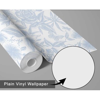 Vinil Autoadesivo Removível Impermeável, Papel Contact Gravado Jardim de Rosas, Motivo Natureza para Paredes/Armários/Cômoda Azul - S4Sassy 63,5 cm (L) × 152,4 cm (C) / Azul - Vinil Texturizado