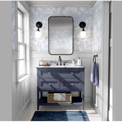 Vinil Autoadesivo Removível Impermeável, Papel Contact Gravado Jardim de Rosas, Motivo Natureza para Paredes/Armários/Cômoda Azul - S4Sassy 63,5 cm (L) × 152,4 cm (C) / Azul - Vinil Texturizado