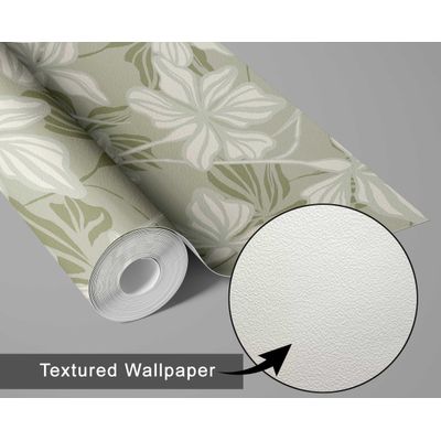 Papel Contact Vinílico Autoadesivo Removível à Prova d'Água Estampa Lily Bloom para Paredes, Armários e Cômoda - Verde - S4sassy 63,5 cm (L) × 914,4 cm (C) / Verde - Vinil Texturizado