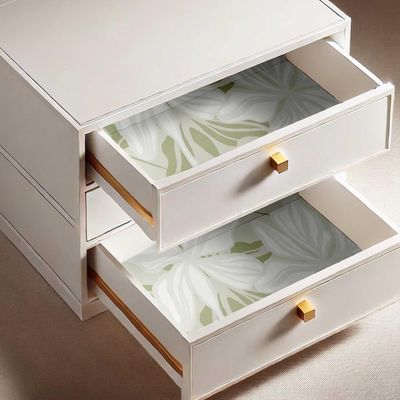 Papel Contact Vinílico Autoadesivo Removível à Prova d'Água Estampa Lily Bloom para Paredes, Armários e Cômoda - Verde - S4sassy 63,5 cm (L) × 914,4 cm (C) / Verde - Vinil Texturizado