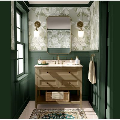 Papel Contact Vinílico Autoadesivo Removível à Prova d'Água Estampa Lily Bloom para Paredes, Armários e Cômoda - Verde - S4sassy 63,5 cm (L) × 914,4 cm (C) / Verde - Vinil Texturizado