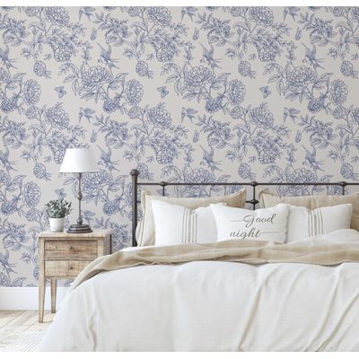 Papel de Parede Vinílico Autoadesivo Floral Contorno Chique Impermeável Branco Removível para Quartos, Locais Alugados e Armários - S4Sassy 63,5 cm (L) × 304,8 cm (C) / Branco - Vinil Liso