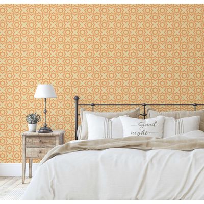 Papel de Parede Estrela Marroquina Moderna Laranja, Vinílico Autoadesivo, Fácil Aplicação para Quarto, Armários e Sala - S4Sassy 63,5 cm (L) × 304,8 cm (C) / Laranja - Vinil Liso