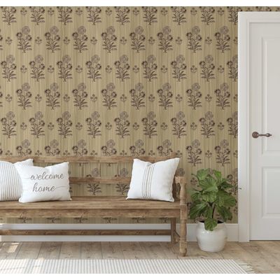 Papel de Parede Vinílico Adesivo Estampa Dália Impermeável Removível Estilo Asiático para Quartos e Salas, Locatários e Armários - S4Sassy 63,5 cm (L) × 304,8 cm (C) / Cinza - Vinil Liso