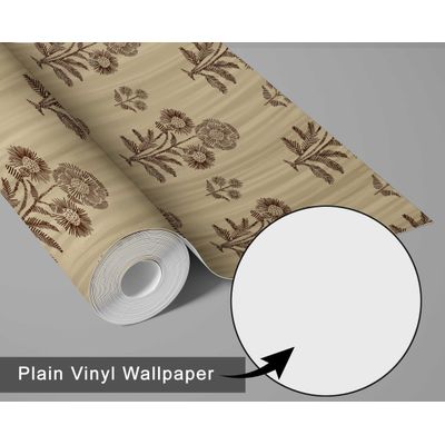 Papel de Parede Vinílico Adesivo Estampa Dália Impermeável Removível Estilo Asiático para Quartos e Salas, Locatários e Armários - S4Sassy 63,5 cm (L) × 304,8 cm (C) / Cinza - Vinil Liso