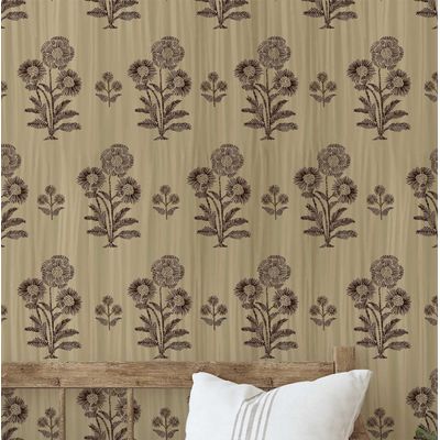 Papel de Parede Vinílico Adesivo Estampa Dália Impermeável Removível Estilo Asiático para Quartos e Salas, Locatários e Armários - S4Sassy 63,5 cm (L) × 304,8 cm (C) / Cinza - Vinil Liso