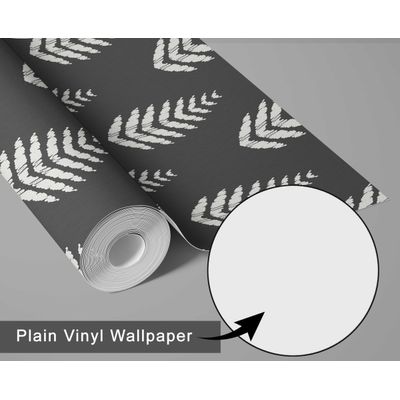 Papel de Parede Vinílico Autoadesivo Estampa Ikat de Folhas à Prova d'água Cinza Removível para Quartos, Salas e Armários - S4Sassy 63,5 cm (L) × 152,4 cm (C) / Cinza - Vinil Liso