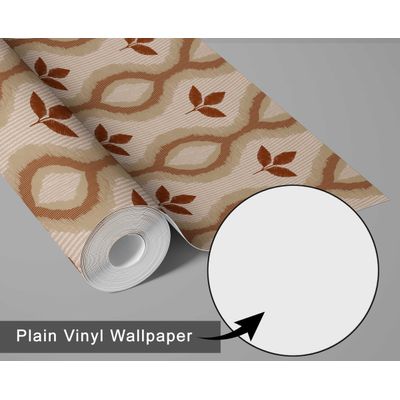 Papel de Parede Marrom com Motivo Tribal de Folhas, Vinil Autoadesivo, Fácil Aplicação para Quarto, Armários e Sala - S4Sassy 63,5 cm (L) × 914,4 cm (C) / Marrom - Vinil Liso