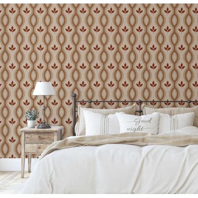 Papel de Parede Marrom com Motivo Tribal de Folhas, Vinil Autoadesivo, Fácil Aplicação para Quarto, Armários e Sala - S4Sassy 63,5 cm (L) × 914,4 cm (C) / Marrom - Vinil Liso