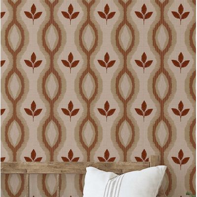 Papel de Parede Marrom com Motivo Tribal de Folhas, Vinil Autoadesivo, Fácil Aplicação para Quarto, Armários e Sala - S4Sassy 63,5 cm (L) × 914,4 cm (C) / Marrom - Vinil Liso