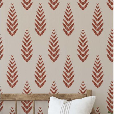 Papel Vinílico Autoadesivo Estampa Ikat Folhas Impermeável Removível Estilo Asiático para Quartos, Salas, Locatários e Armários - S4Sassy 63,5 cm (L) × 609,6 cm (C) / Bege - Vinil Liso