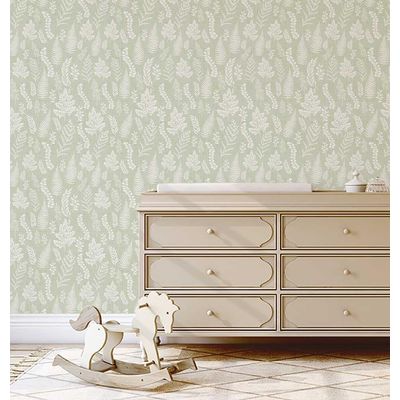 Papel de Parede Vinil Adesivo Botânico Chique Verde, Impermeável e Removível para Quartos, Salas, Locatários e Armários - S4Sassy 63,5 cm (L) × 304,8 cm (C) / Verde - Vinil Texturizado