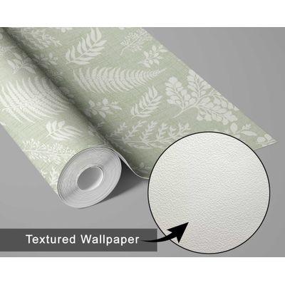 Papel de Parede Vinil Adesivo Botânico Chique Verde, Impermeável e Removível para Quartos, Salas, Locatários e Armários - S4Sassy 63,5 cm (L) × 304,8 cm (C) / Verde - Vinil Texturizado