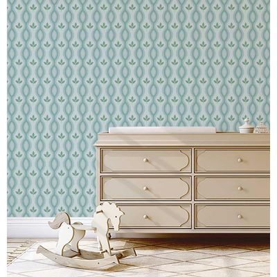 Papel de Parede Vinílico Autoadesivo com Motivo Tribal de Folhas Verdes, Decoração Fácil DIY para Quarto, Armários e Salas - S4Sassy 63,5 cm (L) × 304,8 cm (C) / Verde - Vinil Liso